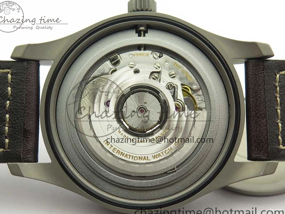 MIROTIME 0504 SmartChoice Mark XVIII IW327006 Titanium M+F 1:1 Best Edition Black Dial on Brown Leather Strap A 7145